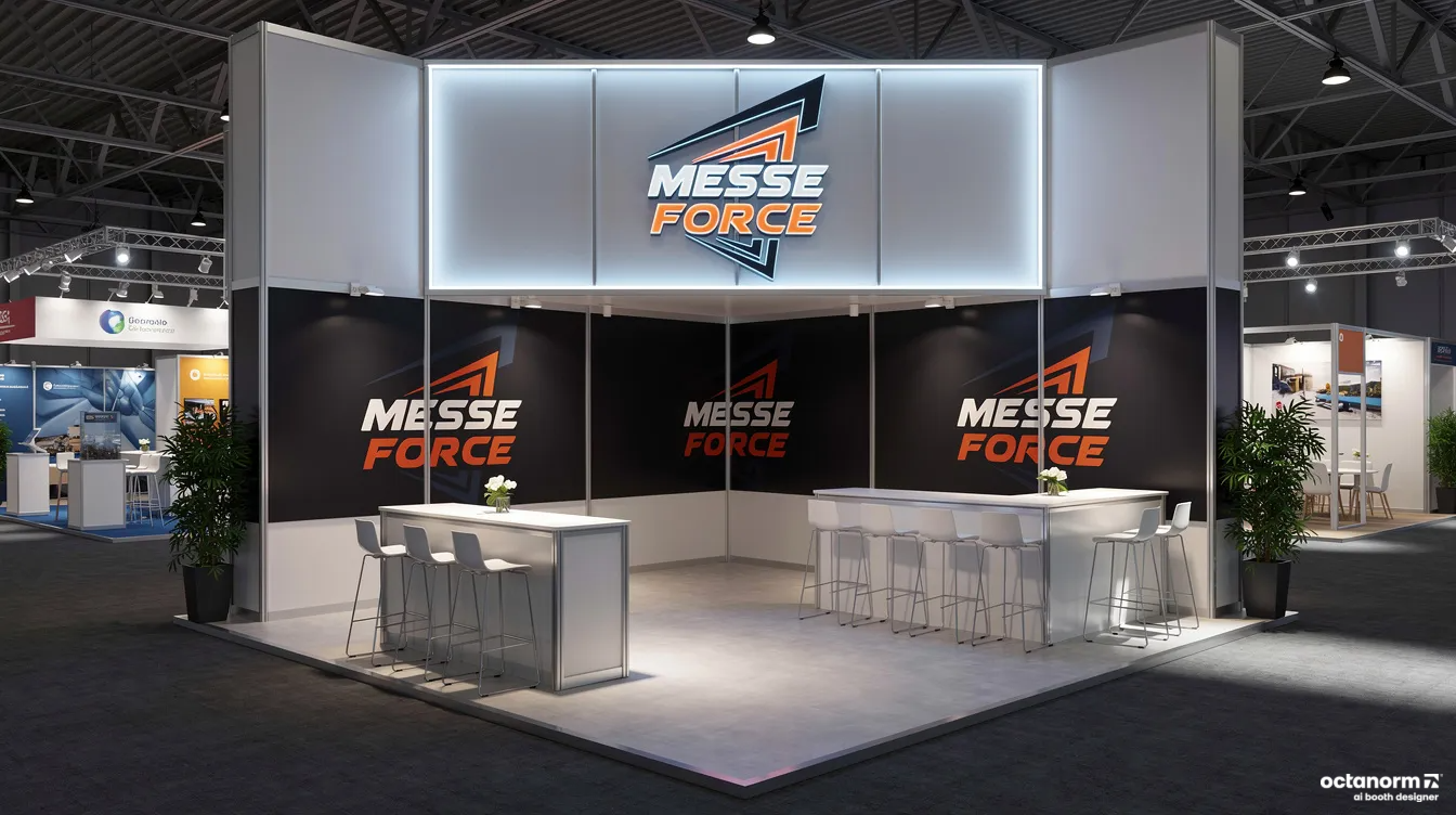 Nahaufnahme technischer Details am Messestand